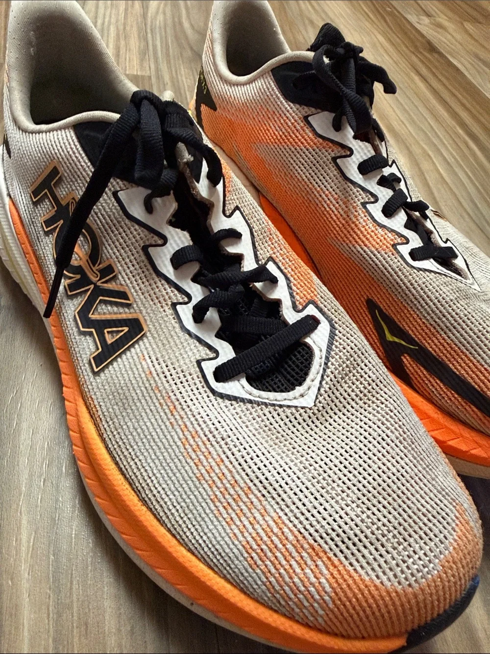 HOKA Mach 5 Running Shoes Orange White Men 10